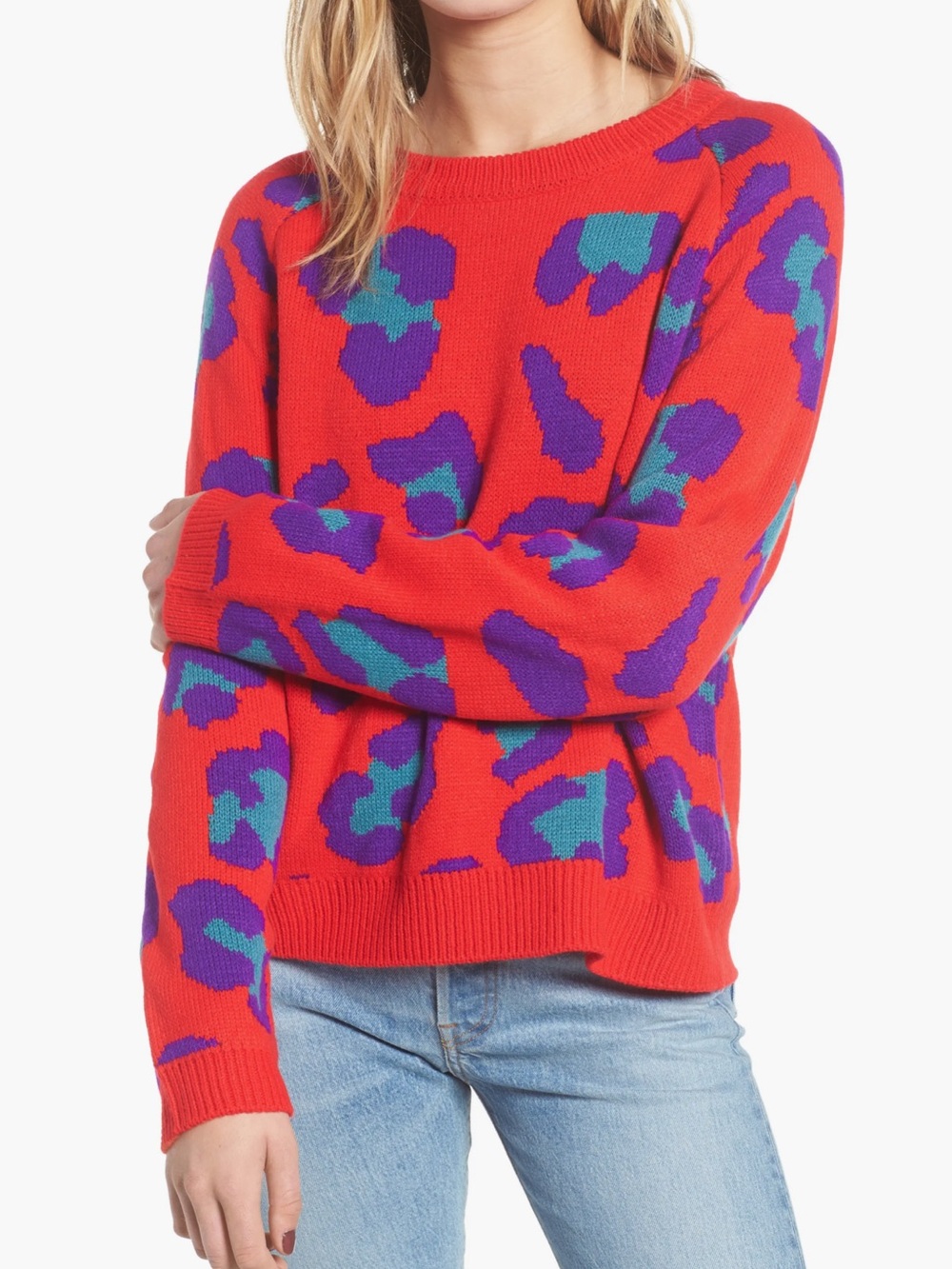 BLANKNYC Leopard Intarsia Sweater